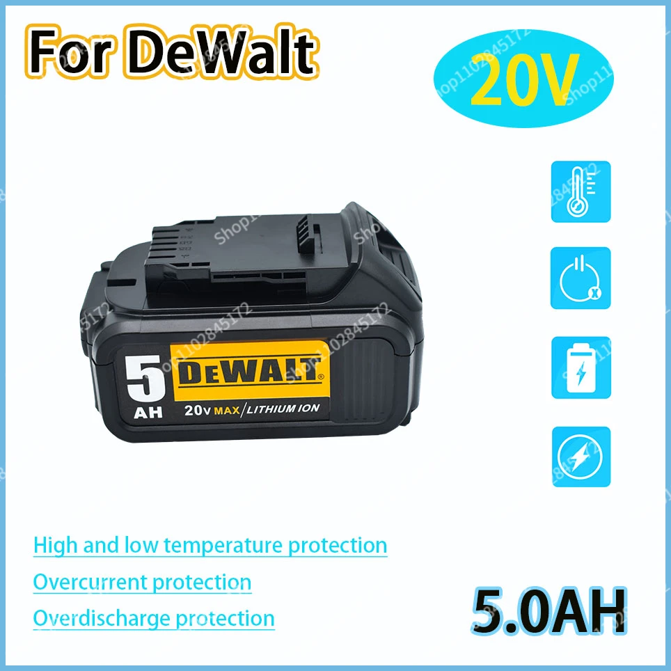 DeWalt 20V 5.0 AH 100% originálne nabíjacie náradie batérie 18650 lítiovej batérie, DCB205DCB204-220V DCB2066000mAh0