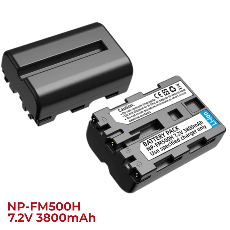 NP-FM500H 2Pack Náhradné Batérie 3800mAh pre Sony Alpha A57/A58/A65/A68/A77/A99/A100/A200/A300/A500 。Kompatibilné s originálnymi0