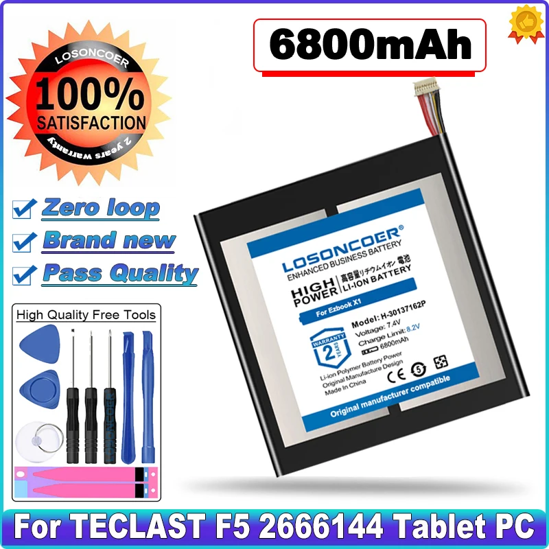 LOSONCOER 6800mAh H-30137162P Batérie Pre TECLAST F5 2666144 Tablet PC NV-2778130-2S Pre JUMPER Ezbook X10