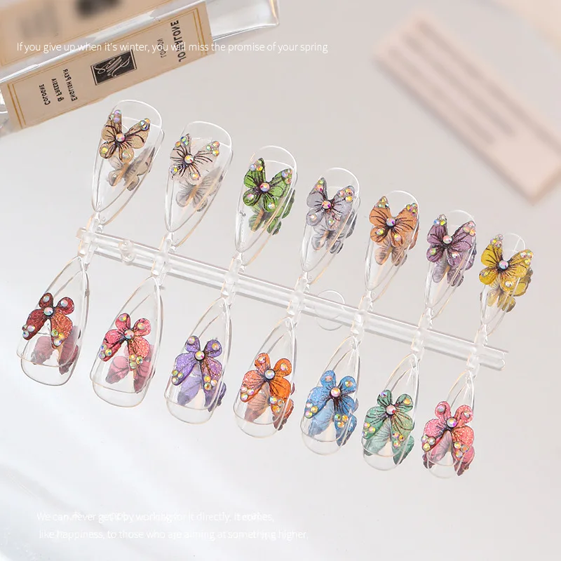 10pcs Japonský 3D Farebné Živice Butterfly Design Nail Art Charms Luxusné AB Drahokamu Ozdoby na Nechty, Manikúra Príslušenstvo urob si sám1