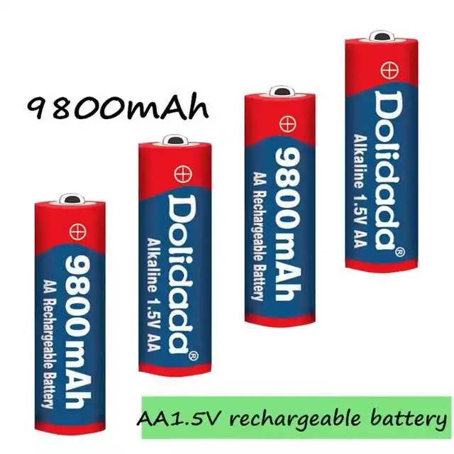 2023 Novú Značku AA batérie 9800 mah nabíjateľná batéria AA 1,5 V. Nabíjateľná Nové Alcalinas drummey +1pcs 4-článková batéria, nabíjačka2