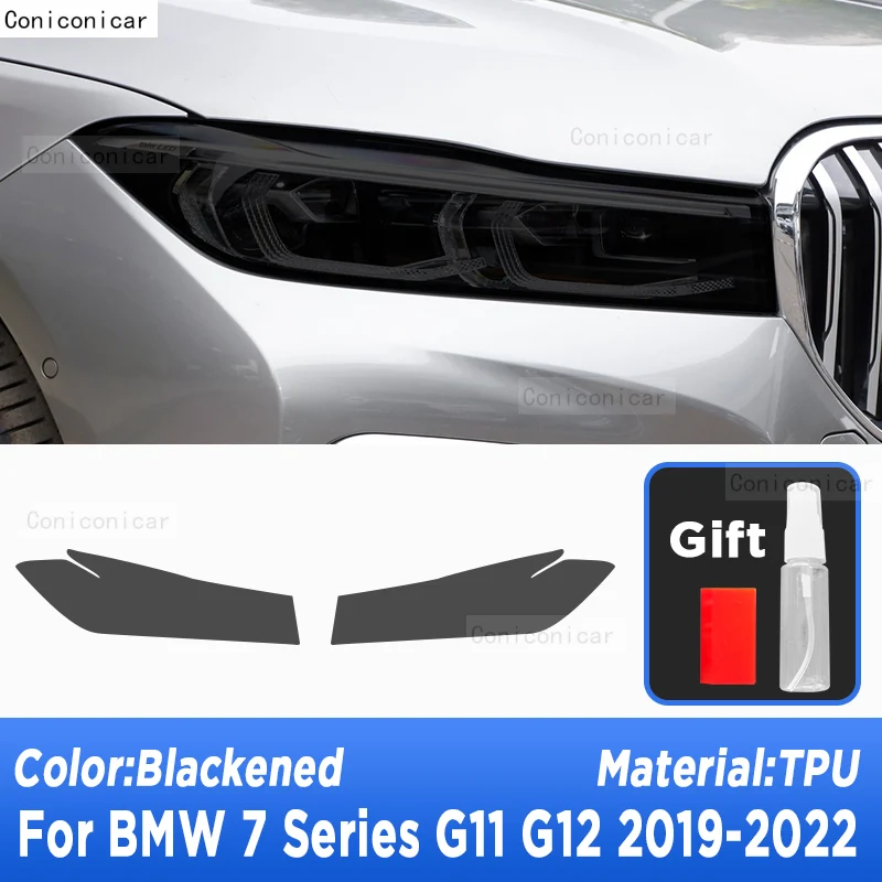 Pre BMW 7 Series G11 G12 2019-2022 Auto Svetlometu Odtieň Údené Čierny Ochranný Kryt, Fólia na Ochranu Príslušenstvo Nálepky PPFfilm2