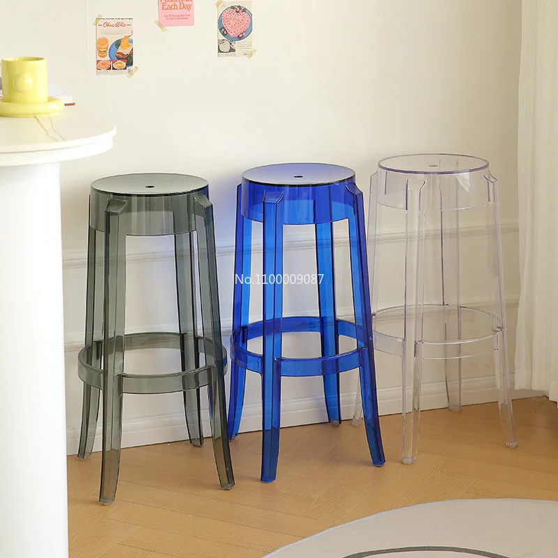 4 ks Moderný minimalistický transparentné stolice svetlo luxusné barové čisté červené doplnky domov plastové čistý vysoká stolička úspora priestoru nábytok2