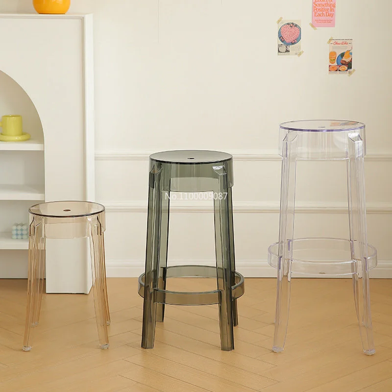 4 ks Moderný minimalistický transparentné stolice svetlo luxusné barové čisté červené doplnky domov plastové čistý vysoká stolička úspora priestoru nábytok3