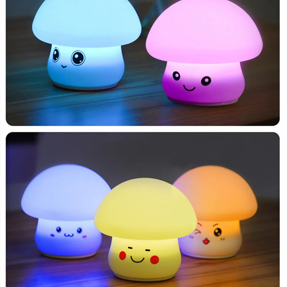 LED Nočné Osvetlenie Spálne Húb Svetlo Silikónové USB Powered Nočná Lampa Farebné Fľaky Kresleného Štýlu, Tvaru4