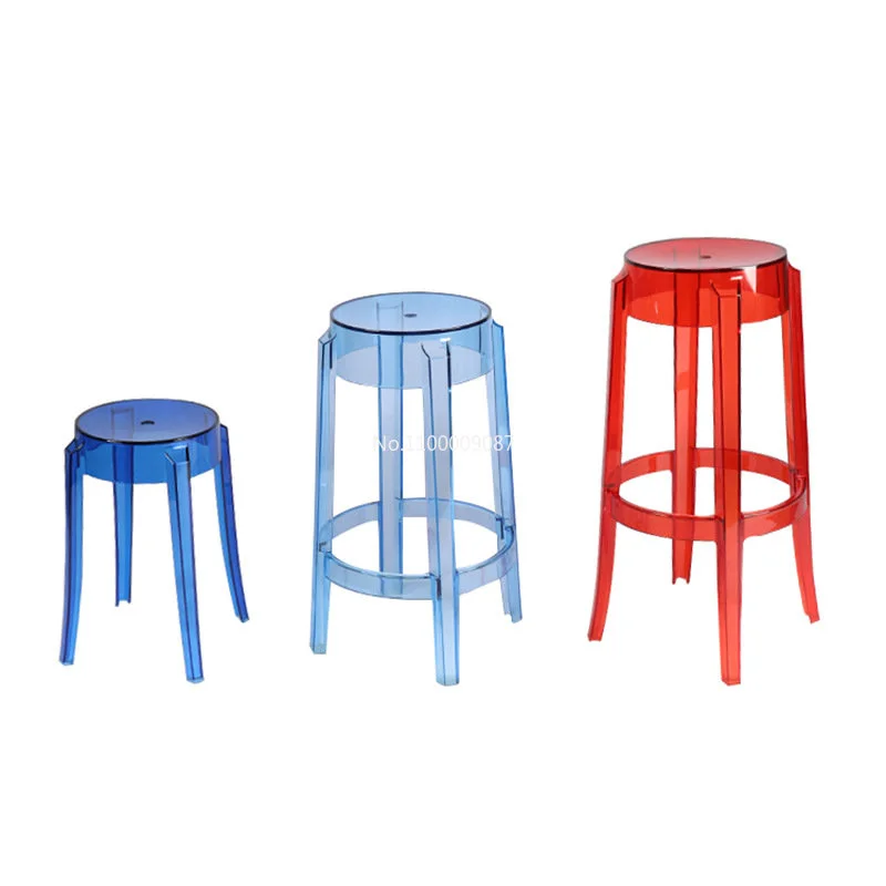 4 ks Moderný minimalistický transparentné stolice svetlo luxusné barové čisté červené doplnky domov plastové čistý vysoká stolička úspora priestoru nábytok4