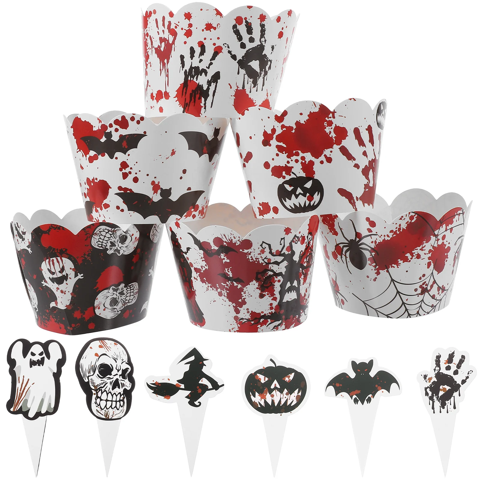 1 Nastavte Halloween Papier Muffin Tortu Obaly Cupcake Mulčovače, Halloween Party Cake Dekorácie4