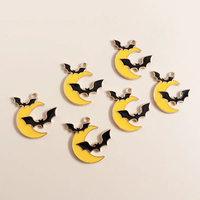 10pcs 25*25 mm Skloviny Halloween a Noc Charms Mesiac Bat zobrazili kľúčové tlačidlá pre Kutilov, Šperky, Takže Prívesky, Náušnice, Náhrdelník Príslušenstvo5