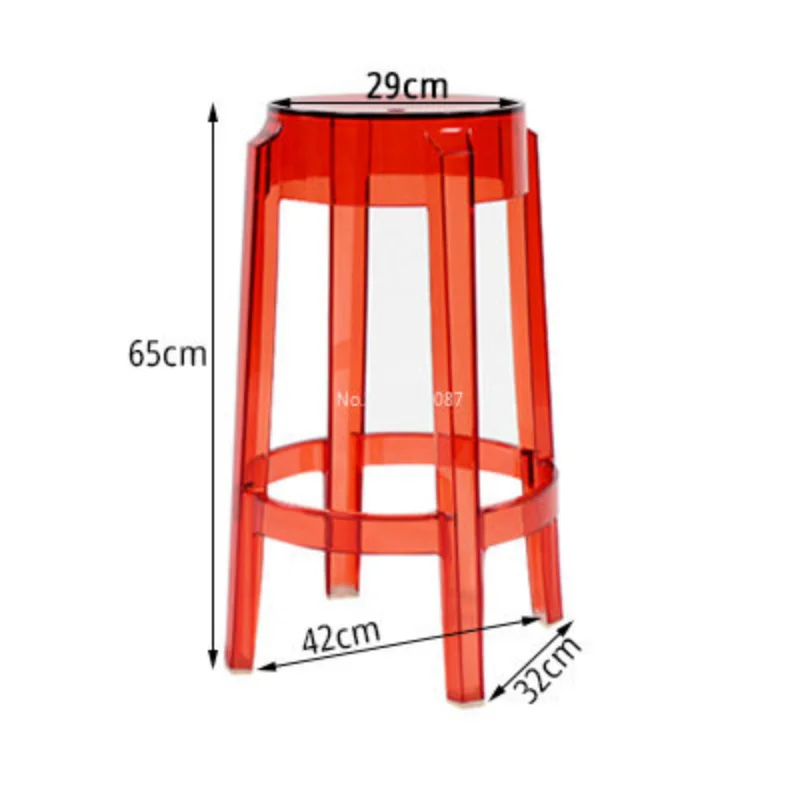 4 ks Moderný minimalistický transparentné stolice svetlo luxusné barové čisté červené doplnky domov plastové čistý vysoká stolička úspora priestoru nábytok5