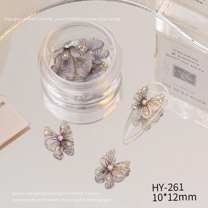10pcs Japonský 3D Farebné Živice Butterfly Design Nail Art Charms Luxusné AB Drahokamu Ozdoby na Nechty, Manikúra Príslušenstvo urob si sám5