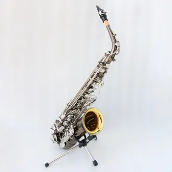 krásne alto saxofón čierne telo strieborný kľúč zlatý kvet alto saxofón odborné vysoké náklady na výkon saxofón alto