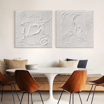 Moderné Ručne maľované olejomaľba Biela Hrubé Textúry Jednoduché High-end Domáce Dekorácie Obývacia Izba, Spálňa Verandu nástenná maľba na Stenu Umenie