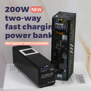 Dva-pásmový 200W Upgrade 40000mah Rýchle Nabíjanie Power Bank Prípade HD IPS Displej Č Zváranie Punk 21700 18650 PD UPS Multi-protokol