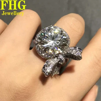 Kolo 8Carat Tvar Au417 10K White Gold Ring DVVS1 Moissanite Diamantový prsteň Luxusné Kvetinové Ženy, Svadobné Party Zapojenie narodeniny
