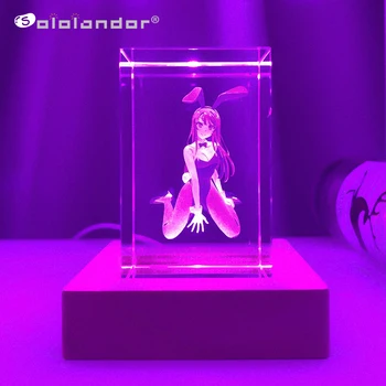 Anime Mai Sakurajima LED Nočné Svetlo Spálňa Decor 3D RGB Manga Svetlá Darček pre Priateľov Bunny Girl Izba Dekor K9 Krištáľové Lampy