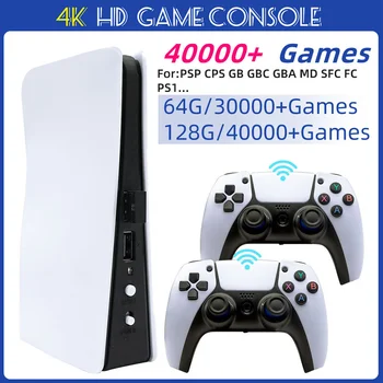 Tolex P5 Plus 4K Retro Video herná Konzola HD Výstup 2.4 G Bezdrôtové ovládače 128G 40,000 Hry, Inštalované Gamepads Arcade PS1
