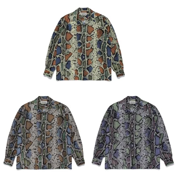 Farebné Had Prúžok Tlače WACAK MARIA Tričko Muži Ženy Vysokej Kvality Havaj Pláž Long Sleeve Tričko Oblečenie JAPONSKO