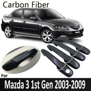 Black Carbon Fiber, na Mazda 3 BK Sedan Poklop MPS 2004 2005 2006 2007 2008 2009 Dverí Rukoväť Kryt Prerobit Nálepky, Auto Príslušenstvo