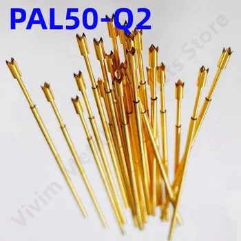 100KS PAL50-Q2 Jar Test Sonda PAL50-Q Test Pin Nástroj 27.8 mm Dia0.68mm Zlatá Ihla Tip Dia 0.90 mm Pogo Pin PL50-Q PL50-Q2