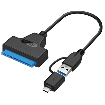 2 V 1, SATA Do USB 3.0 Kábel SATA Typu C Externý Pevný Disk 22Pin Converter Adaptér Pre 2.5 Palcový HDD/SSD