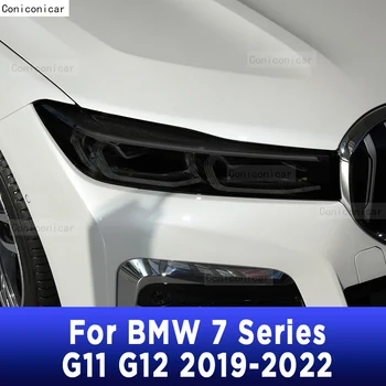 Pre BMW 7 Series G11 G12 2019-2022 Auto Svetlometu Odtieň Údené Čierny Ochranný Kryt, Fólia na Ochranu Príslušenstvo Nálepky PPFfilm