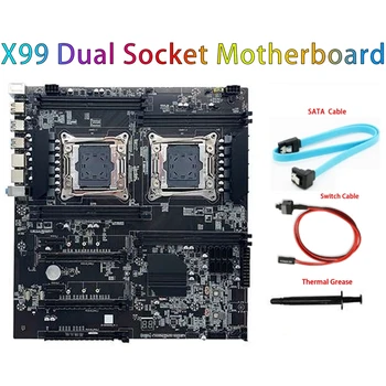 X99 Dual-Na základnej Doske Podporu RECC DDR4 Pamäte Čierna S SATA Kábel+Switch Kábel+Termálnej pasty