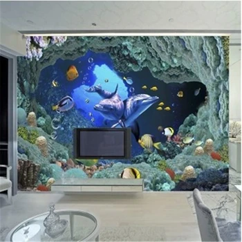 beibehang tapety 3D stereoskopické tapety obývacia izba TV pozadí steny pokrýva podmorského sveta 3d tapety nástenná maľba