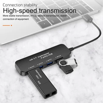 Ultra Tenké 4-port USB 3.0 Hub S High-speed Kontrolka USB Hub Vhodný Pre Multi Zariadenia, Počítače, Notebooky Adaptéry