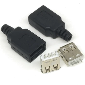 Horúce New1.2 5.10 Kus Typu Plug USB 4 Pin Konektor Samica zátka Zátka S Čiernym Plastovým Krytom