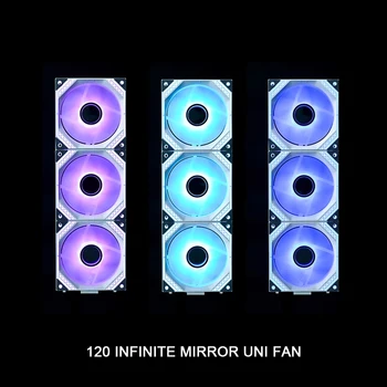120 UNI VENTILÁTOR Infinity Mirror LED ARGB Zadnej strane Čepele 12cm Ventilátor Počítača CPU Chladič Spájať-zadarmo