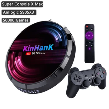 kinhank Super Konzola X MAX Retro Konzoly na videohry S905X3 Pre PSP PS1 N64 Build-in 50000 Hry Smart TV Box Android 9.0