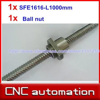 SFE1616 Dia.=16 Viesť=16 mm Vysoká ballscrew železničné koľajové 1616 -L 1000mm guľôčkovej skrutky s 1pcs ballnut pre CNC Obrábanie Nástrojom
