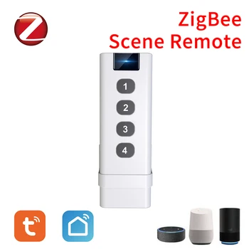 Tuya Zigbee Scény Diaľkové Bezdrôtové Scény Prepínač 4 Tlačidlo Prenosný Rozbočovač Potrebný Žiadny limit na Ovládacie Zariadenia Smart Home pre Google
