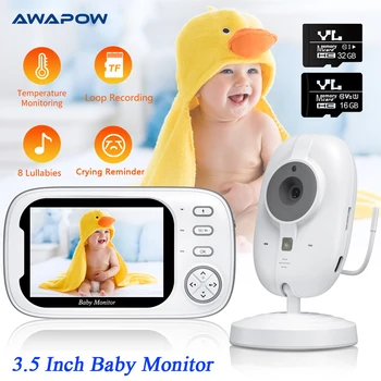 Awapow 3.5 Palce, Video Baby Monitor S Kamerou Vysokej HD Bezdrôtový Detská Opatrovateľka Bezpečnostné Kamery na Nočné Videnie Monitorovanie Teploty