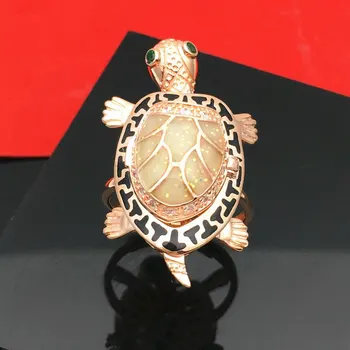 Charakteristický Dizajn 585 Fialová Pozlátené 14 KARÁTOVÉ ružové Zlato Korytnačka Prstene pre Ženy Módne Kúzlo na Vysokej úrovni Môže Otvoriť Šperky