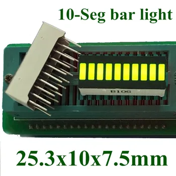20PCS Green10 mriežky digitálne segmentové LED svetlo bar 10 ploché trubice 25x10mm červené svetlo desať bunky povrchu plochých trubice
