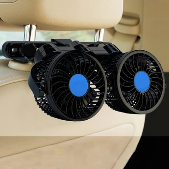 Auto Dvojité Hlavu Ventilátor 12v Prenosné Rotable Auto Seatback Ventilátor Malé Elektrické Tichý Skladacie Vzduchu Chladič 360°cestovné Nastaviteľné Fanúšikov