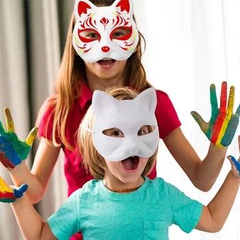 6 Ks Masky Mačka Maškaráda Ručný Papier Masky Remesiel Prázdna Biela Dužina Väčšinu Muži Ženy