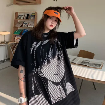 2023 Anime Harujuku Vytlačené T Shirt pre Mužov, Ženy Vonkajšie Vintage Oblečenie Príležitostné O-krku Voľné Krátky Rukáv Tees Nadrozmerné