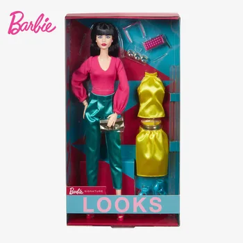 Pôvodné Barbie Bábika Vyzerá s Premiešajte A Zápas Módy Dymové Oči a tmavo Červené Pery Hjx28 Dieťa Dievčatá, Hračky, Prázdninový Darček