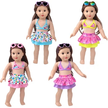 18-Palcové American Doll Dievča Oblečenie Letné Beach Plavky, Šľapky, slnečné Okuliare pre 43 cm Znovuzrodené Dieťa, Hračky, Príslušenstvo Dievčatá Darček