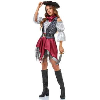 6Pcs Nastaviť Piráti Kostým Karneval Party Cosplay Halloween Pre Ženy Zdobiť
