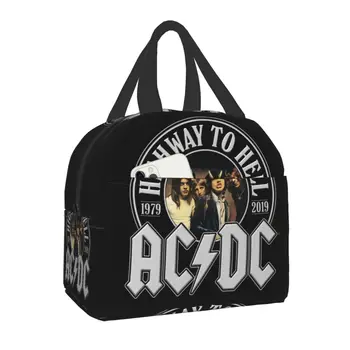 Retro Rock AC DC Izolované Obed Taška pre Kempovanie Cestovné Heavy Metalová Hudobná skupina, Nepresakuje Chladnejšie Tepelnej Lunch Box Ženy, Deti