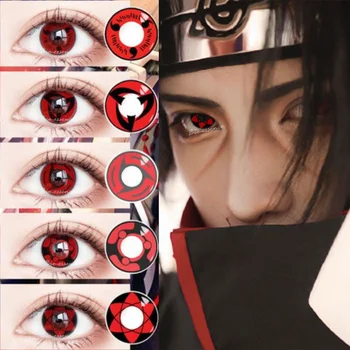 1 Pár Cosplay Farebné Kontaktné Šošovky pre Oči Sharingan Sasuke Anime Príslušenstvo Kakashi Uchiha Anime Šošovky