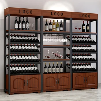 Víno Kabinet Domov Rack Panel Poschodie Skladovanie Kovaného Železa Displej Alkohol